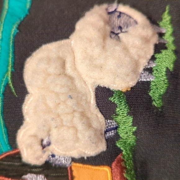 Tulchan Vintage Pullover Collar Sweatshirt Green Embroidered Shephard Sheep y2k - Picture 7 of 12